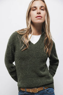 Maglione in maglia strutturata con scollo a V