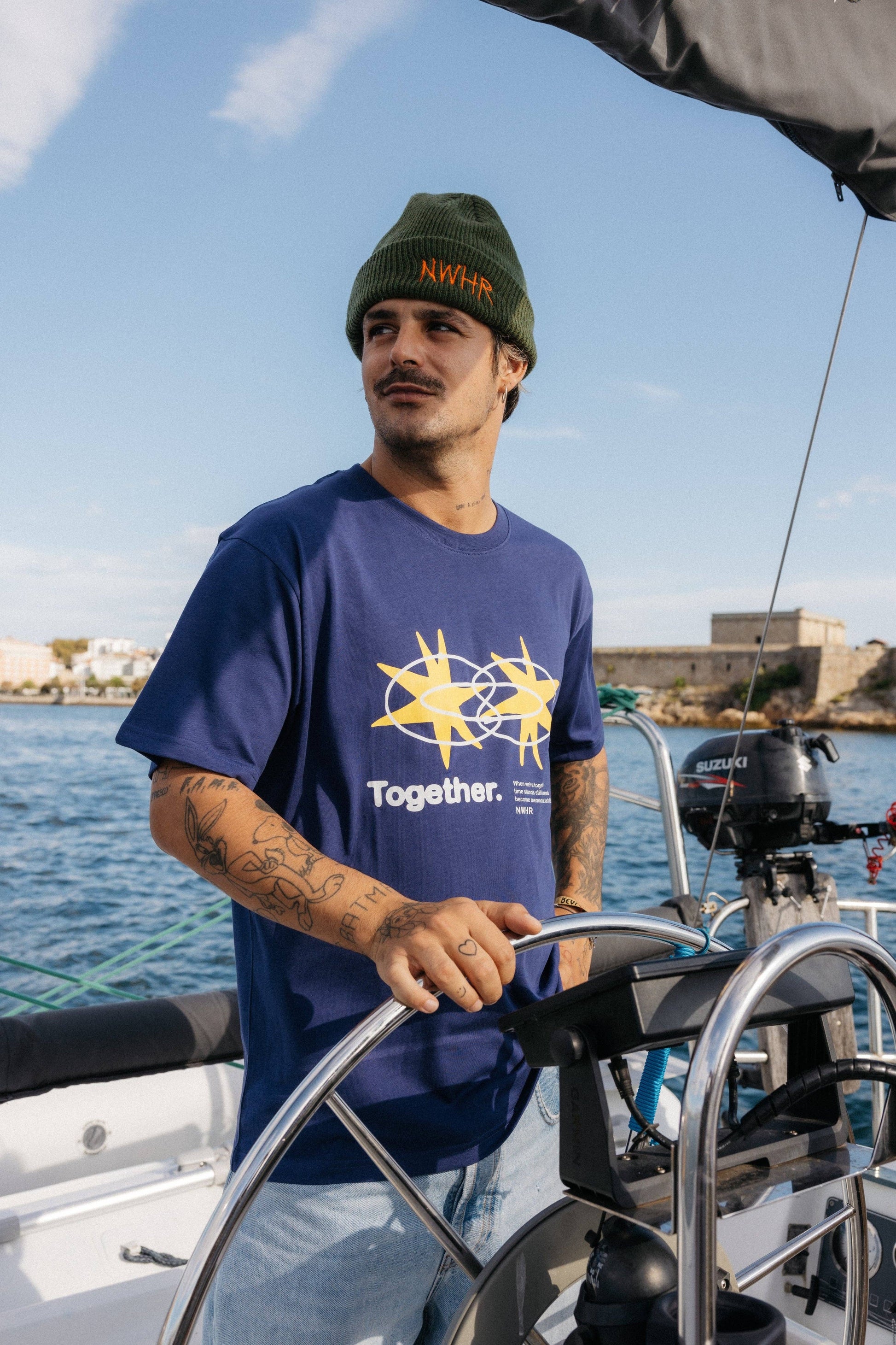 T-shirt Star blu navy in cotone biologico