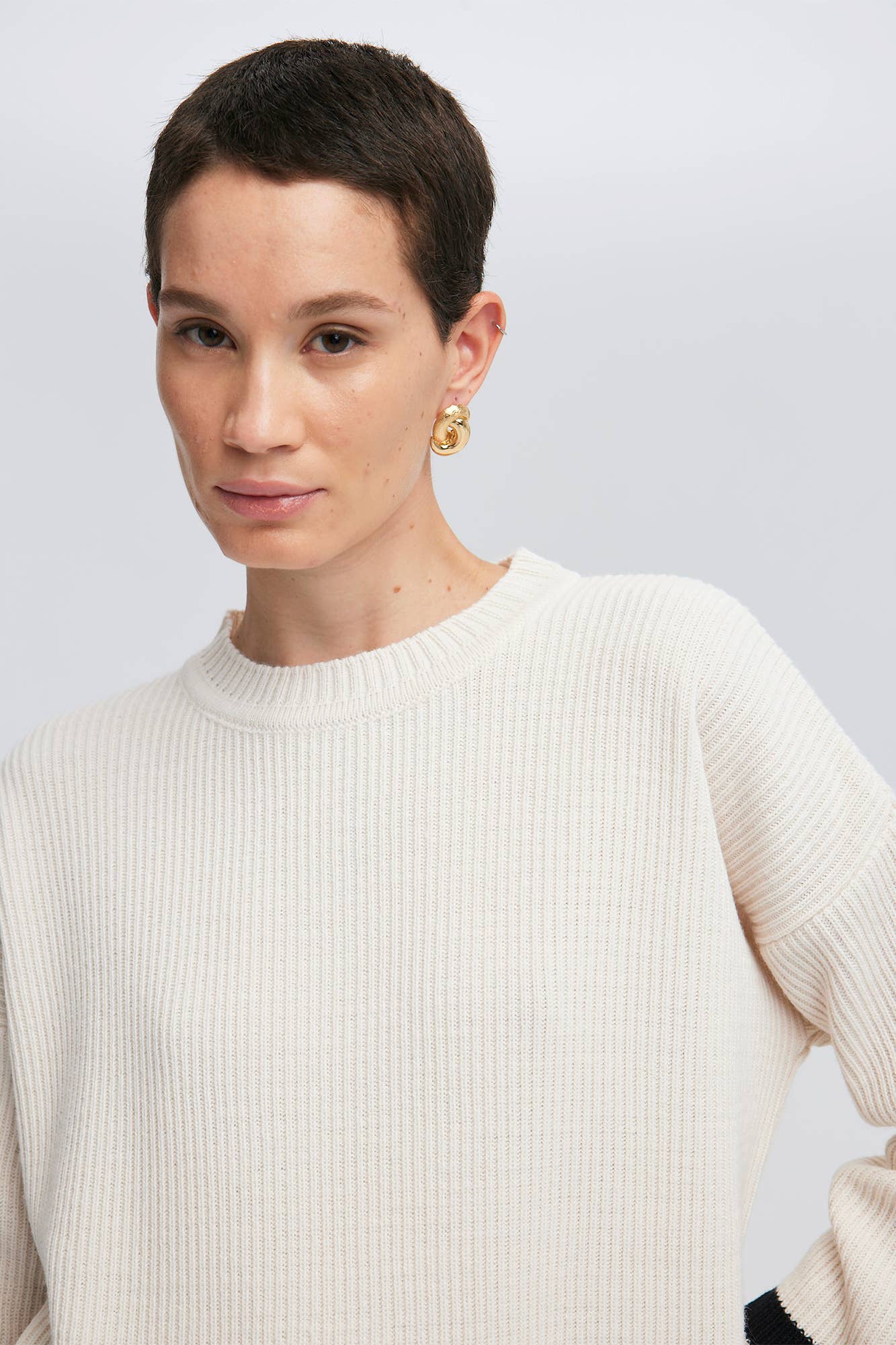 Tunica in maglia a righe bicolor