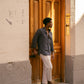 Camicia in lino e cotone grigio antracite