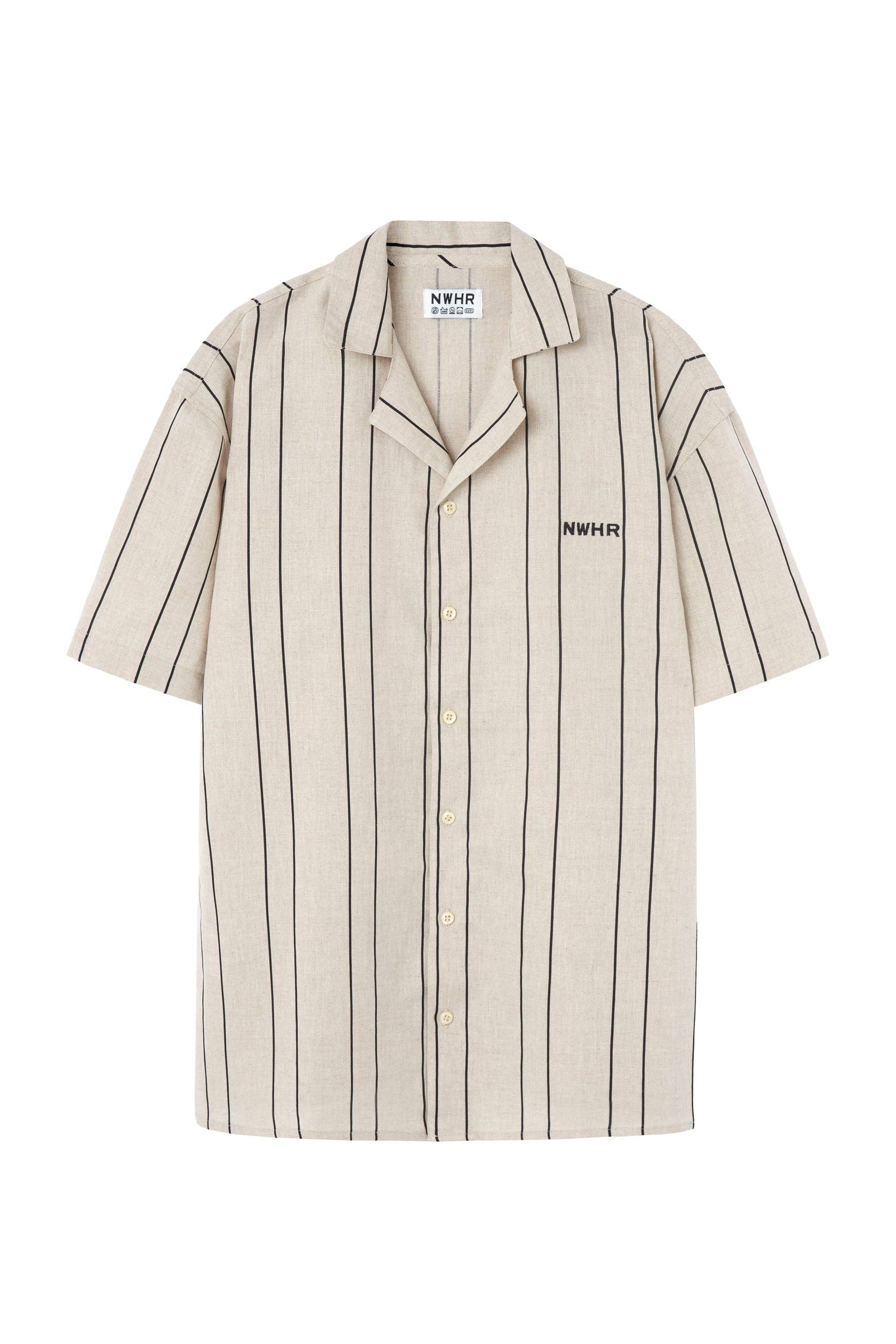 Camicia bowling a righe in lino e cotone biologici