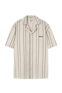 Camicia bowling a righe in lino e cotone biologici