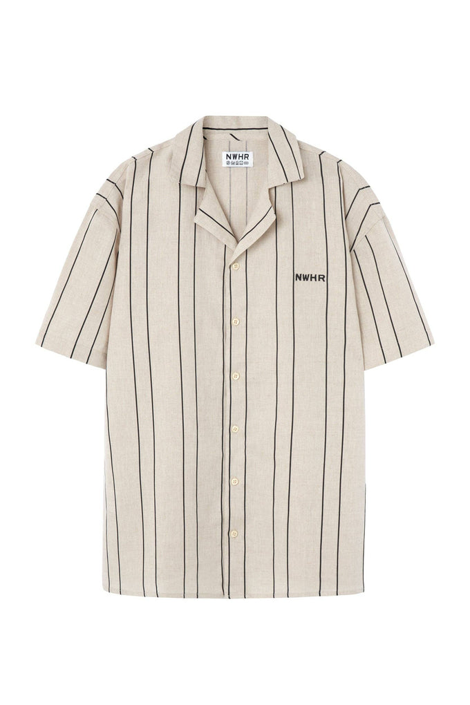 Camicia bowling a righe in lino e cotone biologici
