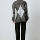 Maglione in maglia a rombi girocollo antracite