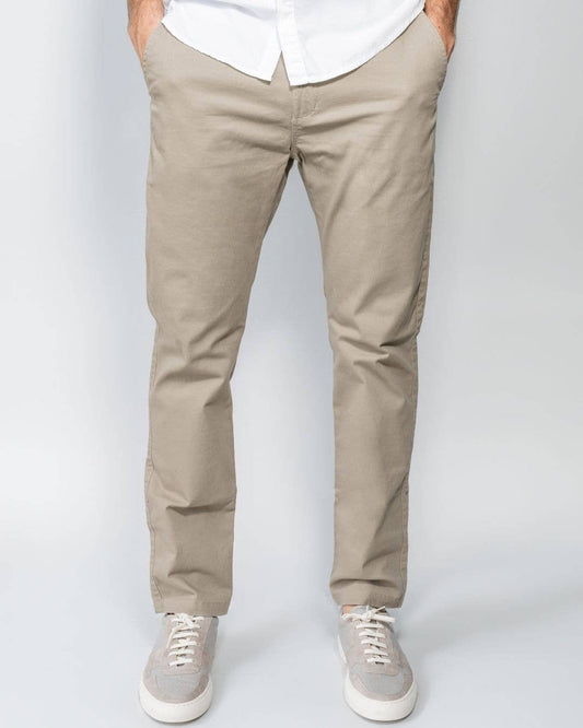 Pantaloni chino elasticizzati beige in cotone