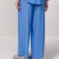 Pantaloni ampi e fluidi in misto lino blu
