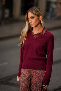 Maglione a Scollo a V in Lana e Cashmere