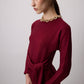 Abito midi bordeaux con nodo frontale in misto viscosa