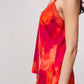 Top stampato con pizzo e scollo a V