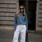 Maglione dolcevita in lana a coste dal taglio rilassato