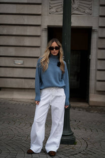 Maglione dolcevita in lana a coste dal taglio rilassato