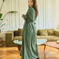 Abito midi in viscosa e Tencel con bottoni e cintura
