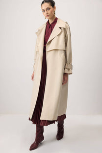 Trench doppiopetto in twill di cotone color crema