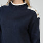 Maglione Louki Blu Marino con Bottoni Gioiello