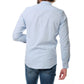 Camicia uomo in cotone e lino con collo alla coreana, blu