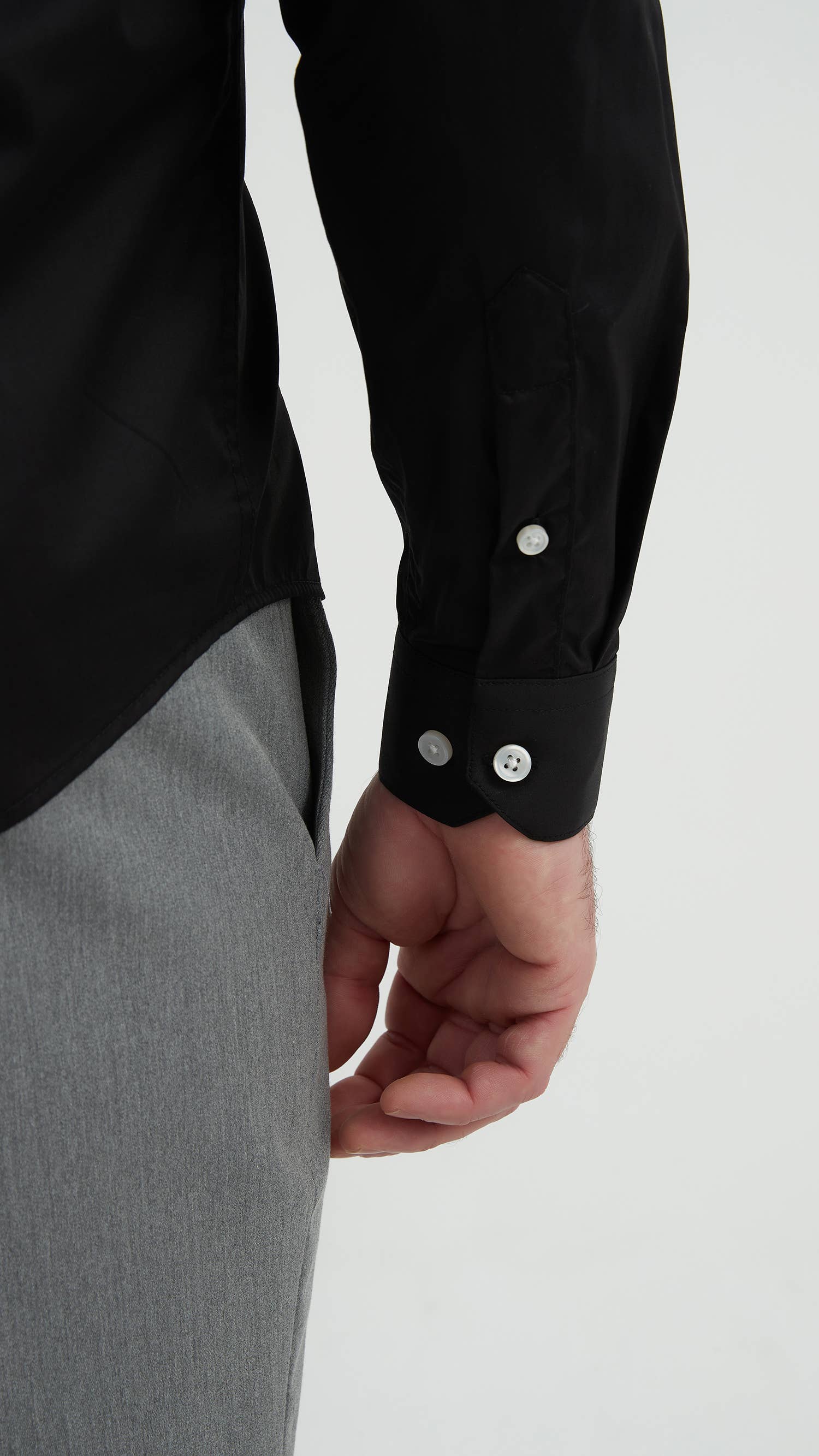 Camicia in cotone compatto nera