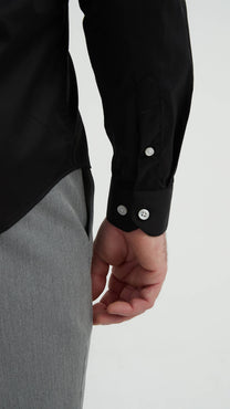 Camicia in cotone compatto nera