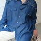 Camicia in cotone effetto denim ricamata