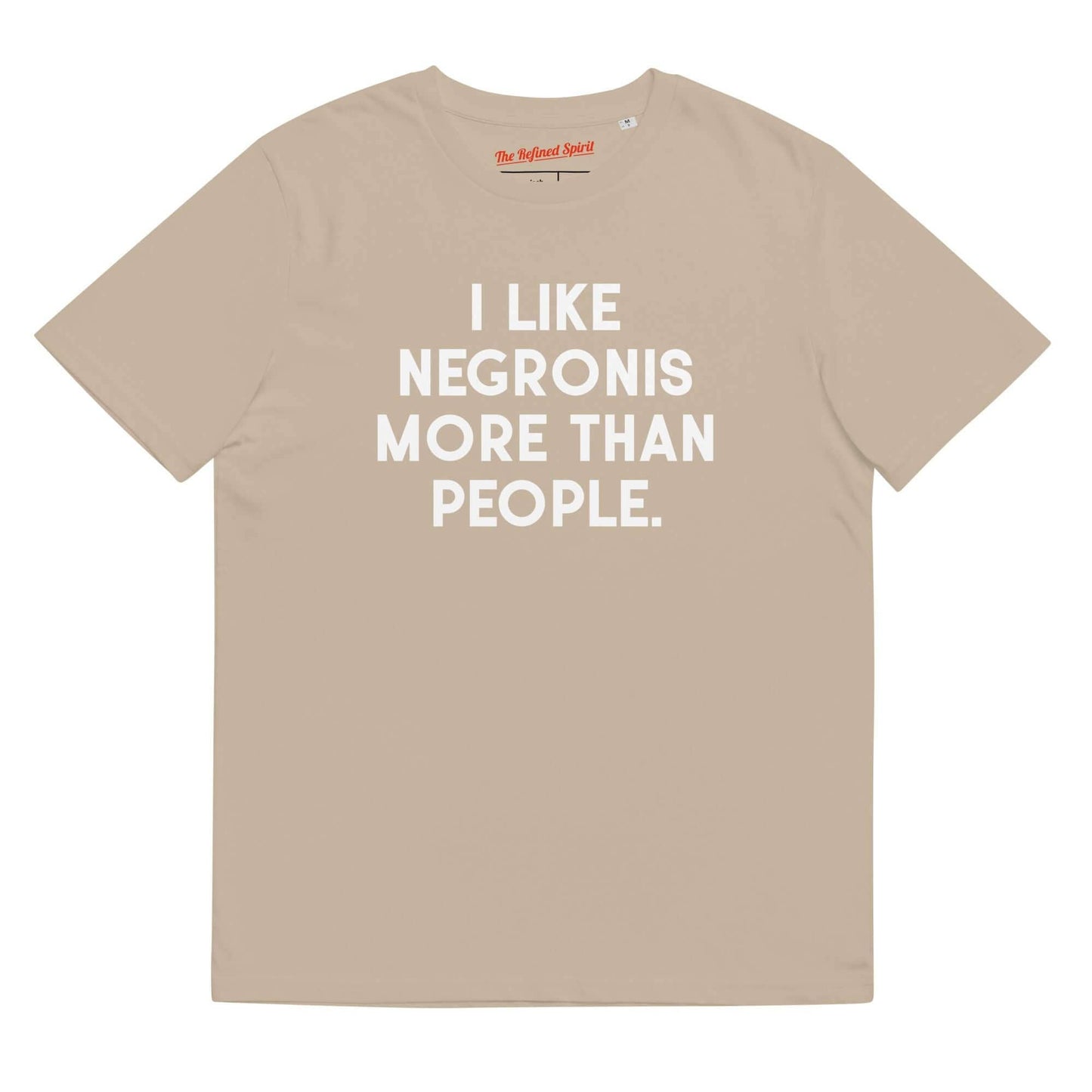 T-shirt unisex in cotone biologico con scritta “I Negronis mi piacciono più delle persone”
