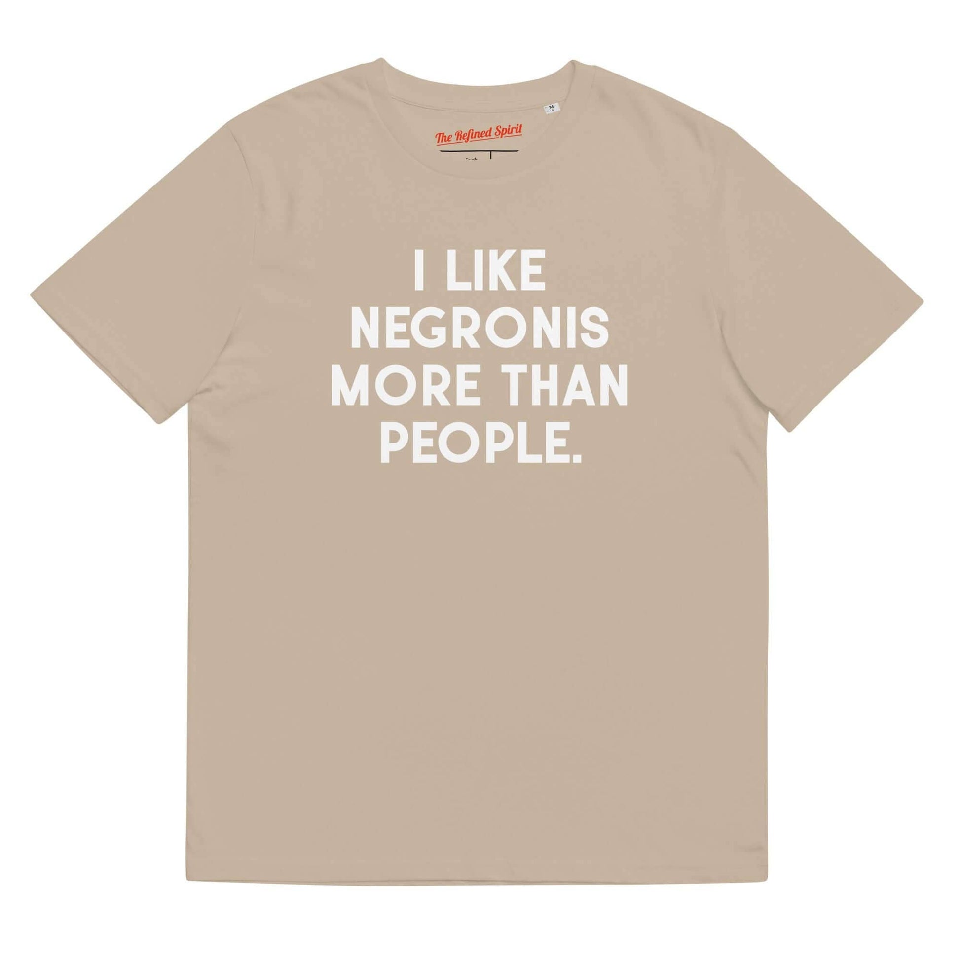 T-shirt unisex in cotone biologico con scritta “I Negronis mi piacciono più delle persone”