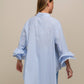 Blusa a righe con volant rinforzati