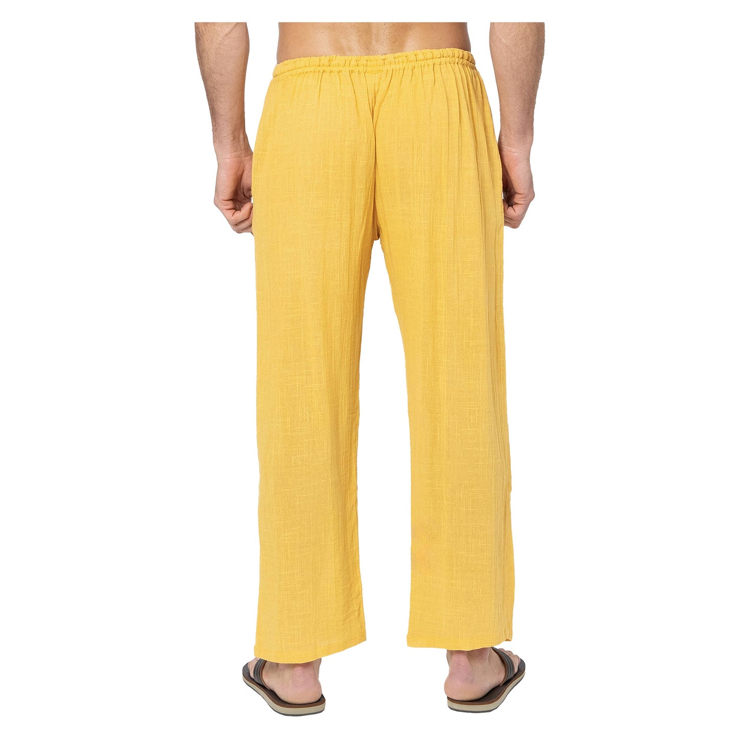 Pantaloni estivi lunghi in cotone gialli da uomo