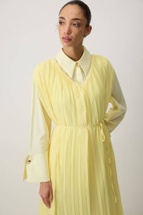 Abito lungo in chiffon plissé