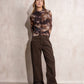 Pantaloni wide leg in cotone testurizzato