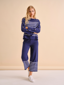 Pantaloni in maglia a righe in cotone