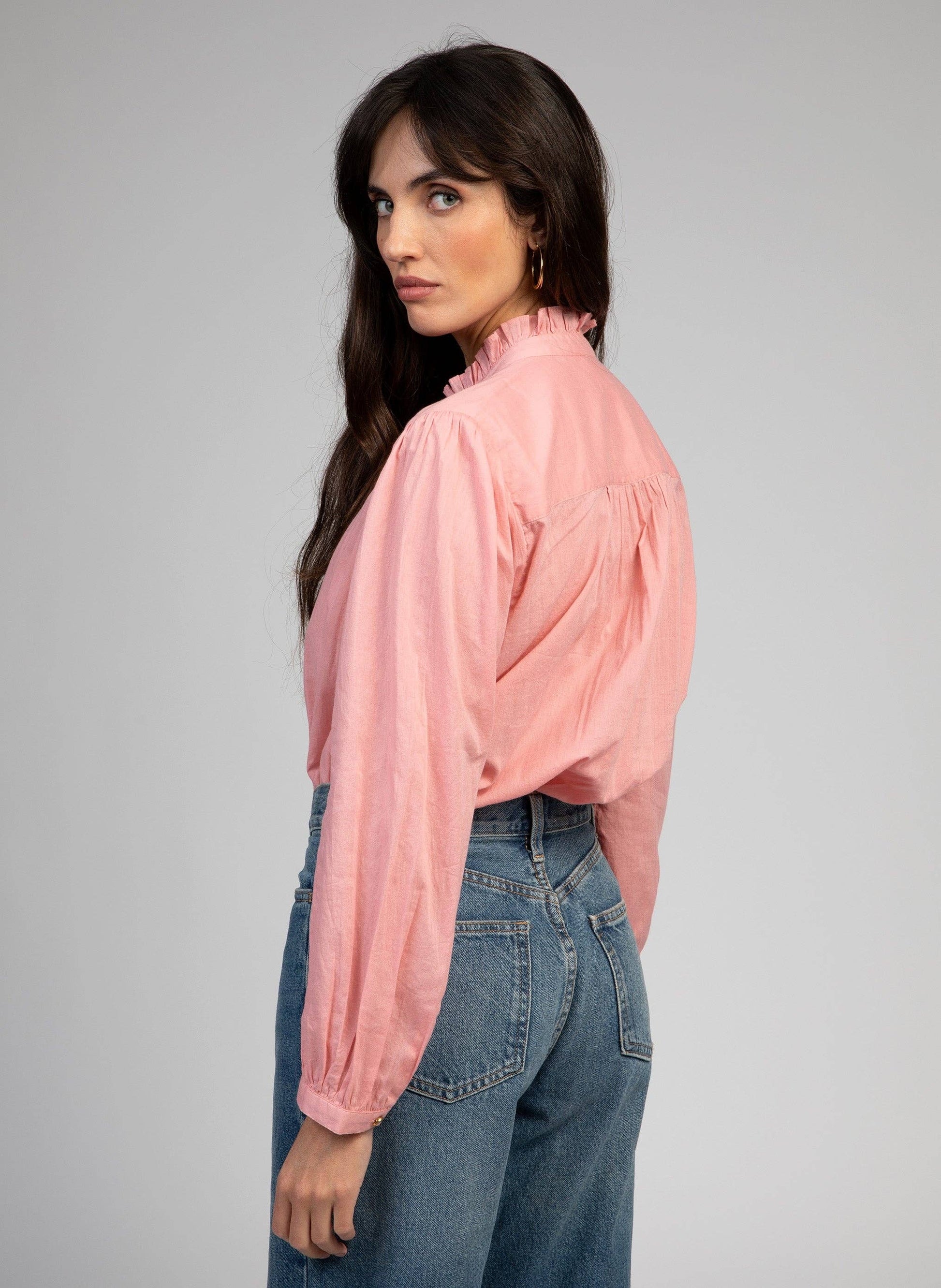 Camicia Saminy rosa in voile di cotone