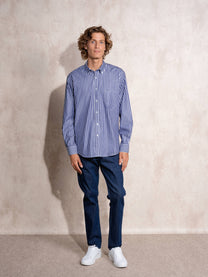 Camicia uomo a righe in cotone con colletto button-down