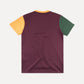 T-shirt con taschino in cotone biologico color block bordeaux