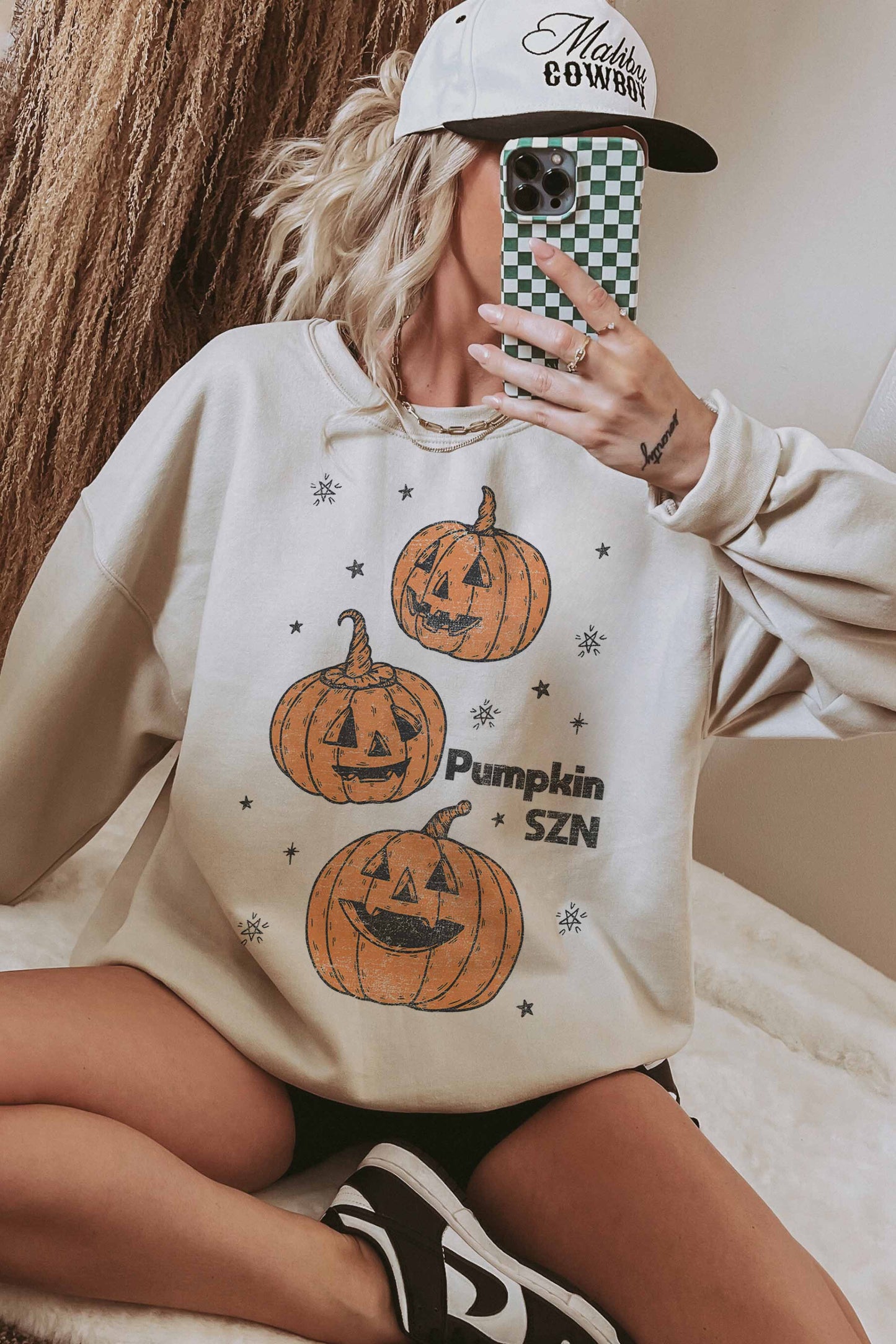 Felpa oversize con stampa zucche Halloween