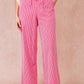 Pantaloni a righe rosa e bianche in cotone a gamba larga