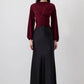 Body drappeggiato bordeaux a maniche lunghe stile portafoglio
