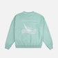 Felpa oversize da donna in cotone biologico verde con stampa nautica