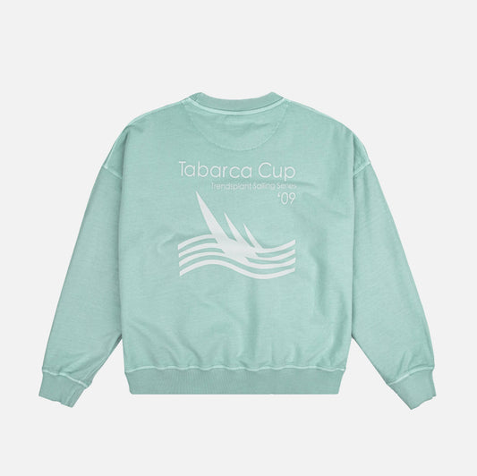 Felpa oversize da donna in cotone biologico verde con stampa nautica