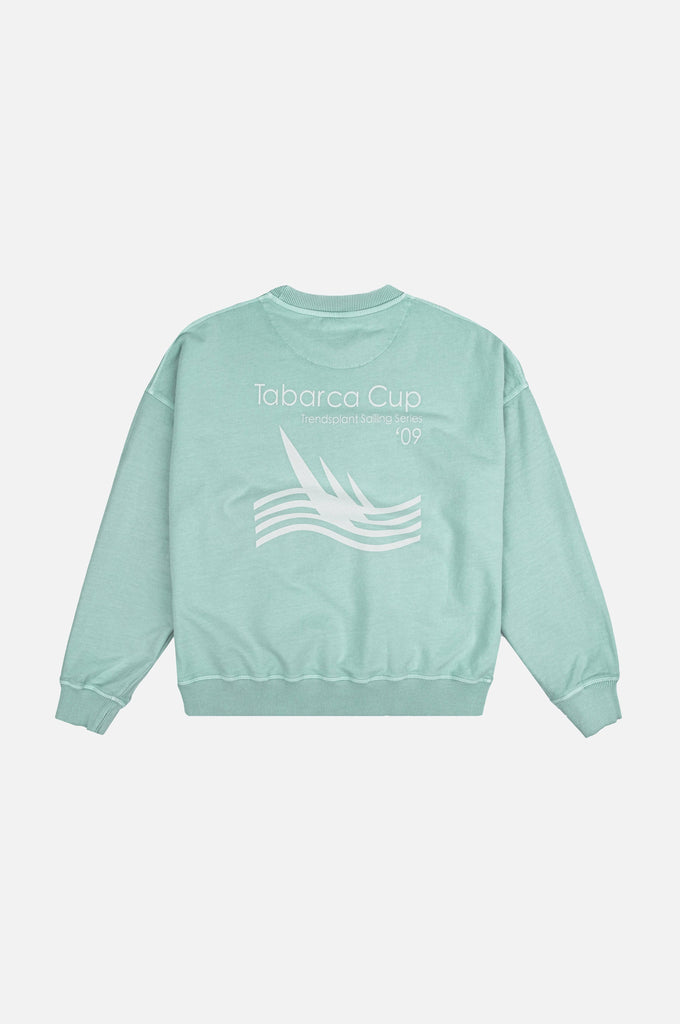 Felpa oversize da donna in cotone biologico verde con stampa nautica