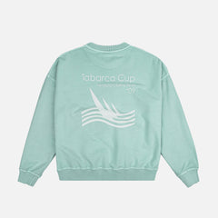Felpa oversize da donna in cotone biologico verde con stampa nautica