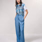 Pantaloni palazzo in tencel effetto denim