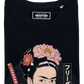 T-shirt unisex nera con stampa grafica Frida Samurai