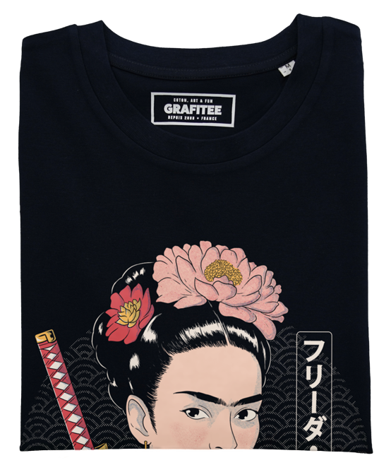 T-shirt unisex nera con stampa grafica Frida Samurai