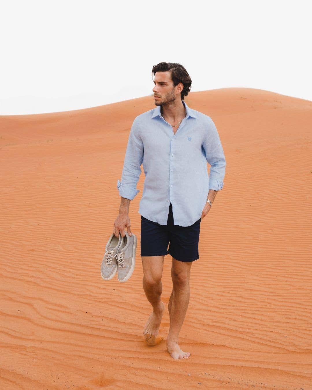 Camicia uomo in lino riciclato Azzurro Cielo