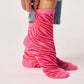Calzini glitterati zebrati in cotone pettinato rosa e rosso