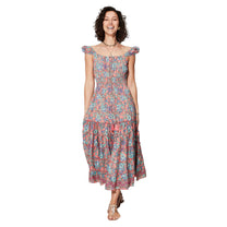 Abito lungo estivo boho con vita arricciata