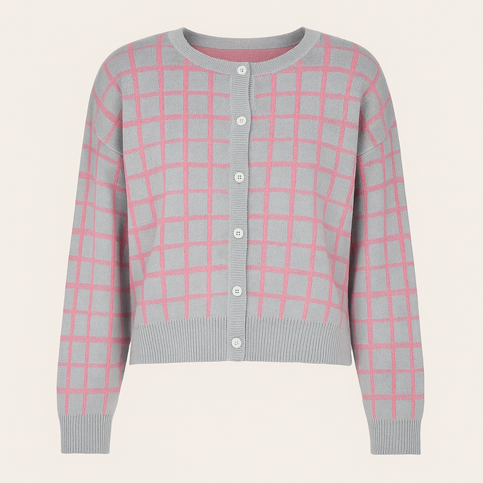 Giacca cardigan in mesh a quadri Chadrez