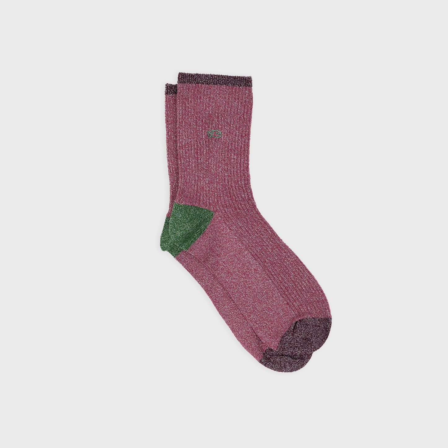Calzini Vintage in Cotone Pettinato Glitter Rosa Antico e Verde
