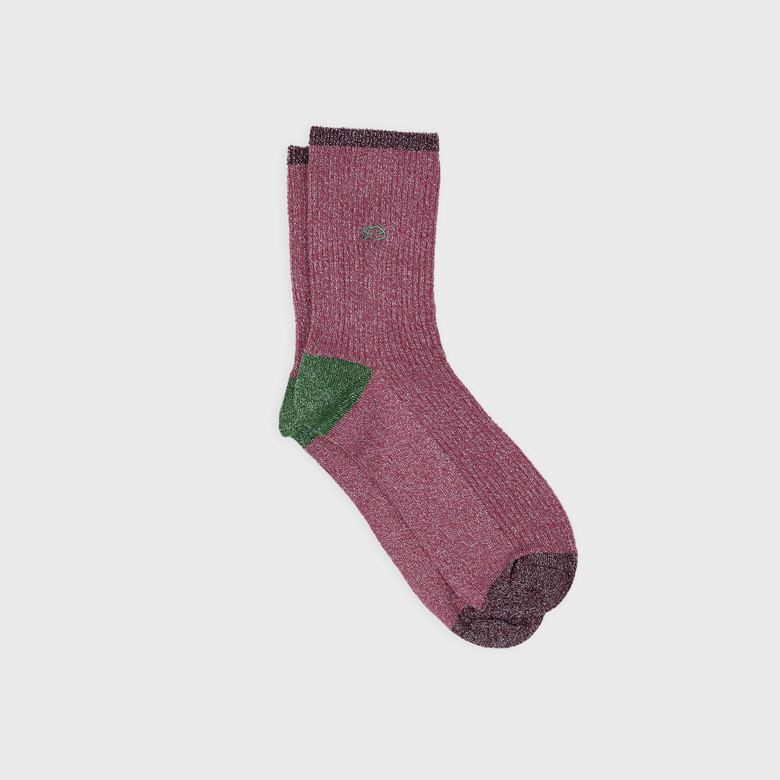 Calzini Vintage in Cotone Pettinato Glitter Rosa Antico e Verde