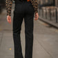 Pantaloni neri in twill di cotone a gamba dritta