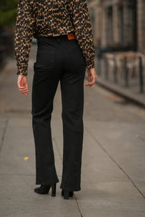 Pantaloni neri in twill di cotone a gamba dritta